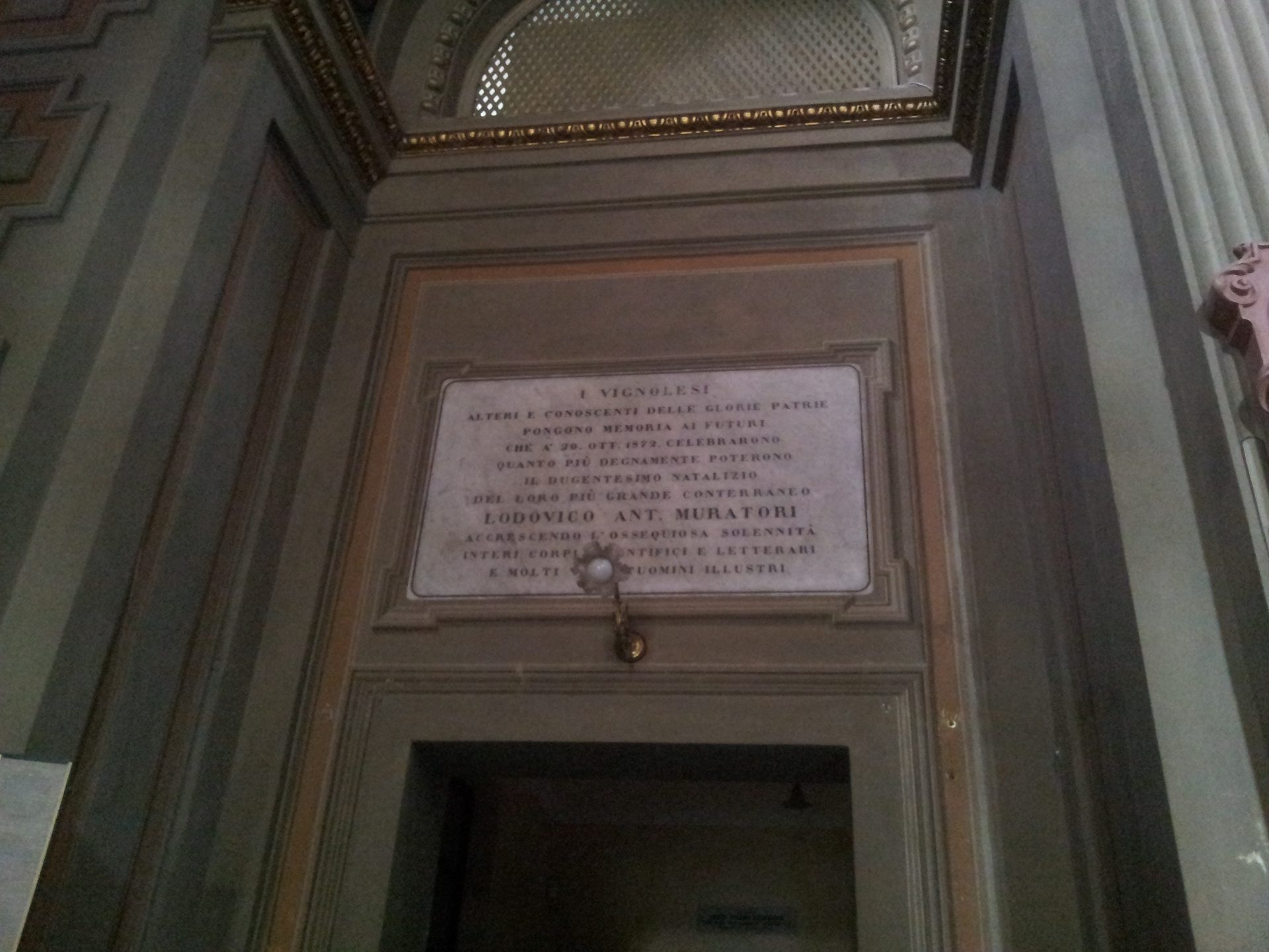 Ludovico Antonio Muratori's memorial tablet, Vignola, Italy - 02.jpg